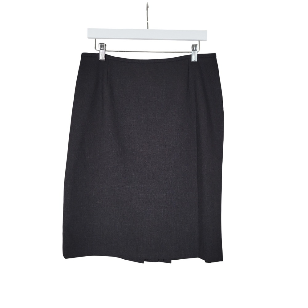 Tahari Arthur S. Levine Pencil Skirt Women 10 Black Textured Pleated Back Office